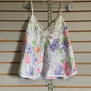 VTG Lucie Ann II Floral Cami Shorts Set Lace‎ Trim Lingerie Sleepwear Medium